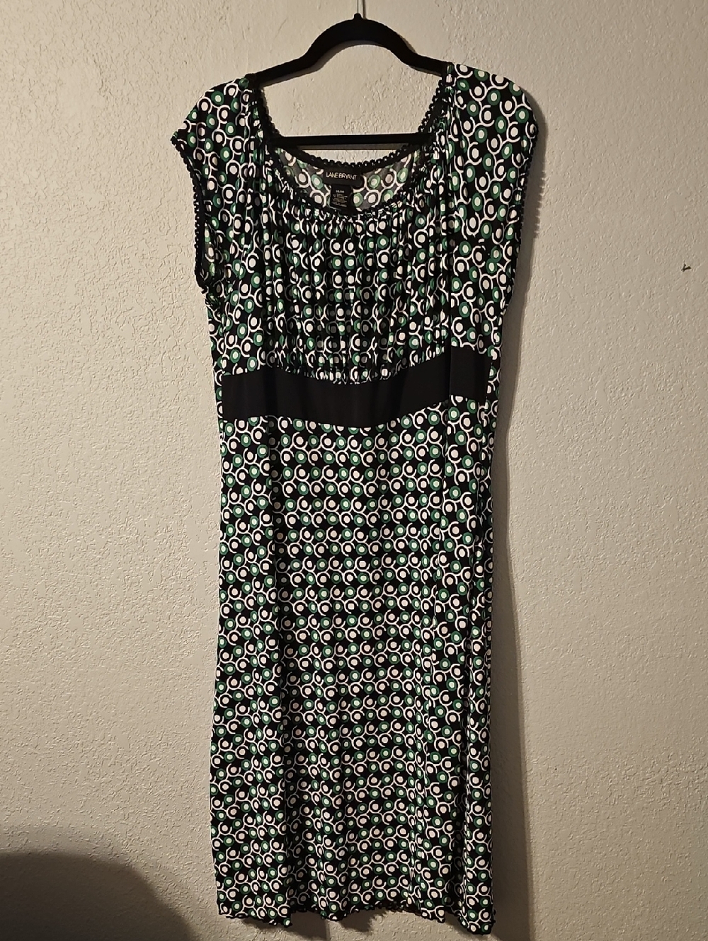 Lane Bryant Black & Green Circle-Print Midi Dress